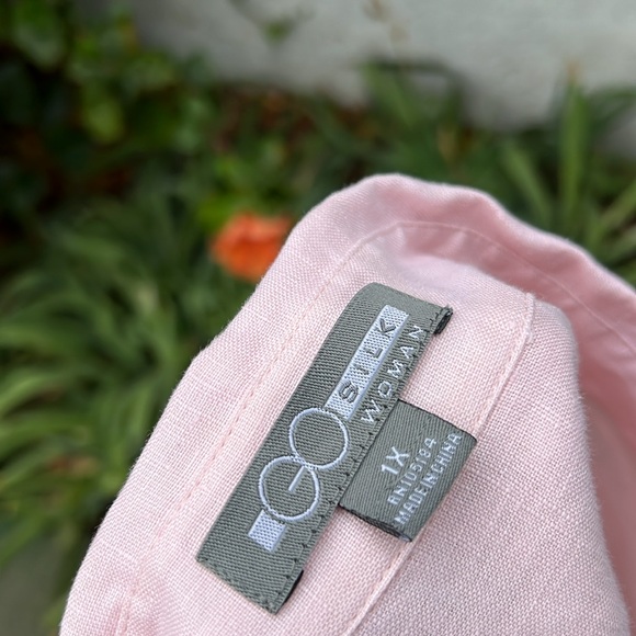 Go Silk 100% Linen Pastel Pink Button Down Blouse Shirt Top Womens XL Pocket Tee - Picture 7 of 8